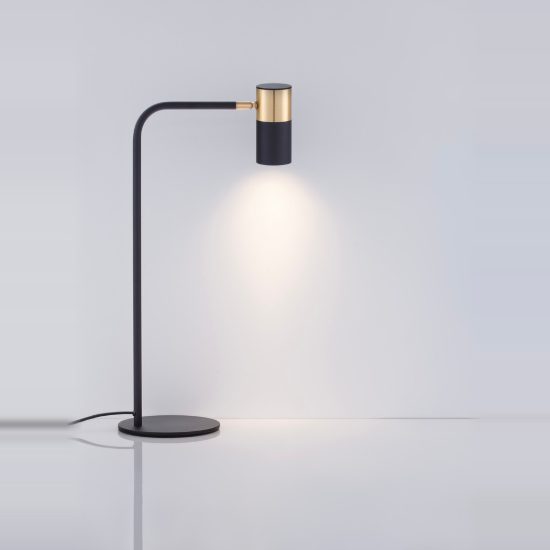 Lampada da tavolo per camera da letto moderna cilindrica nero e oro
