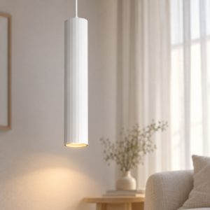 Lampada a sospensione per cucina moderna cilindro bianco