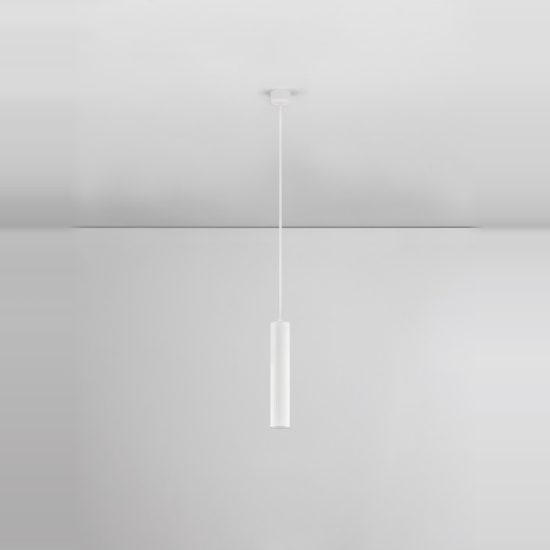 Lampada a sospensione per cucina moderna cilindro bianco h30cm