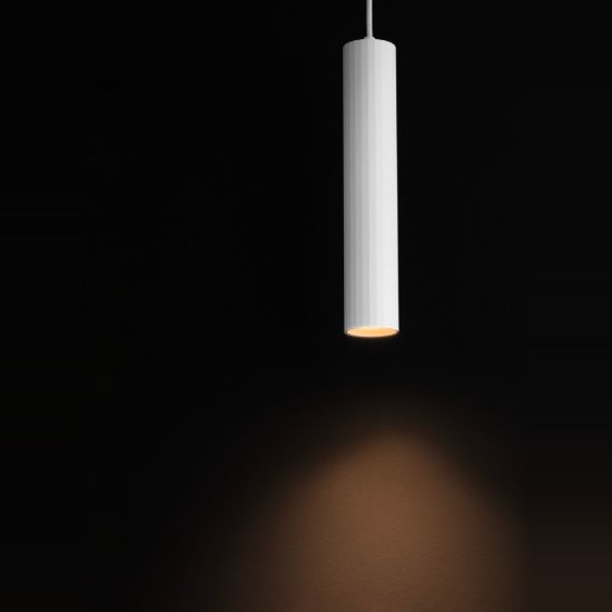Lampada a sospensione per cucina moderna cilindro bianco h30cm