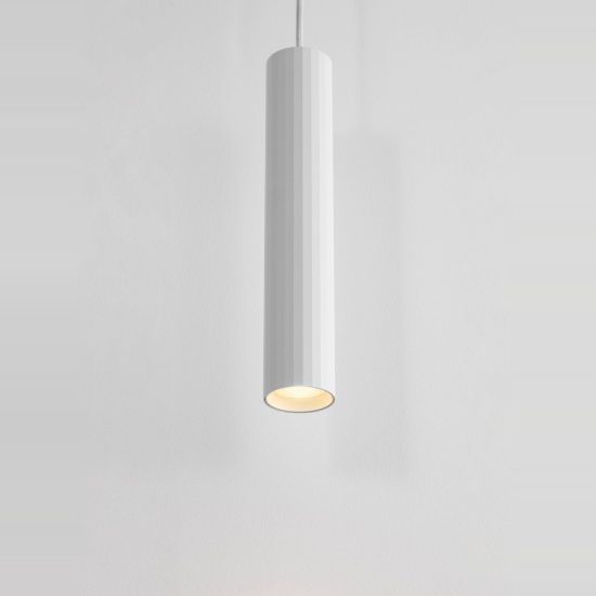 Lampada a sospensione per cucina moderna cilindro bianco h30cm