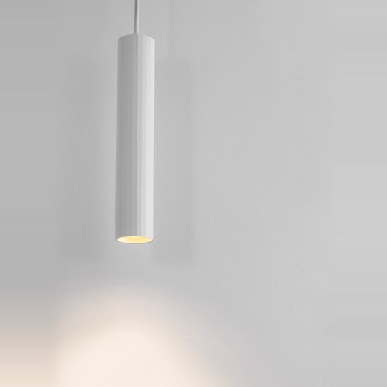 Lampada a sospensione per cucina moderna cilindro bianco h30cm