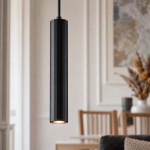 Lampada per cucina moderna cilindro nero a sospensione h30cm
