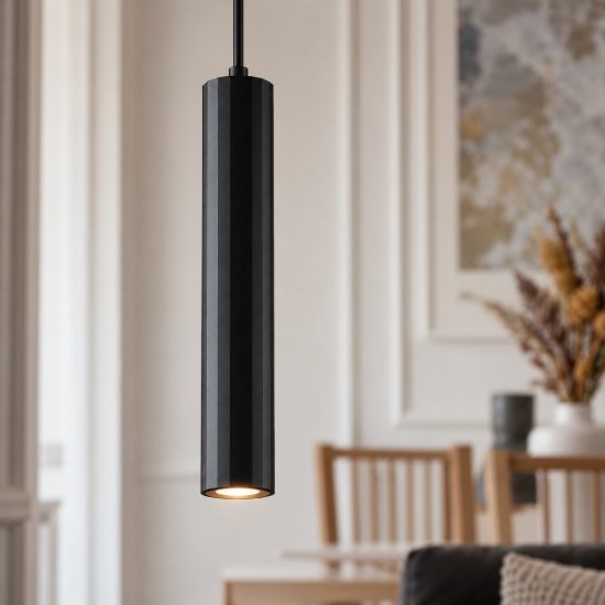 Lampada per cucina moderna cilindro nero a sospensione