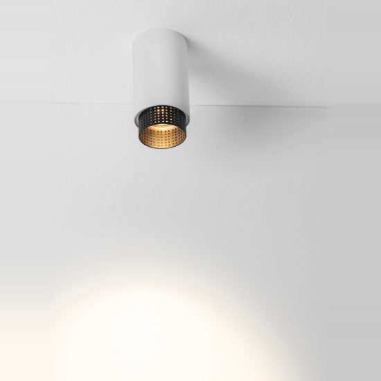 Faretto da soffitto sporgente per corridoio moderno cilindro bianco sabbiato e nero gu10