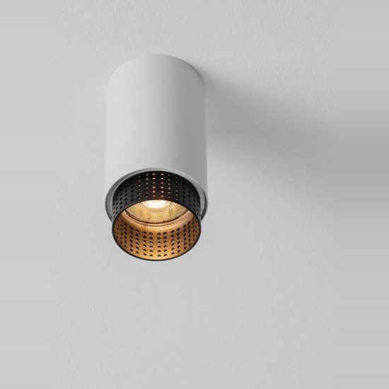 Faretto da soffitto sporgente per corridoio moderno cilindro bianco sabbiato e nero gu10