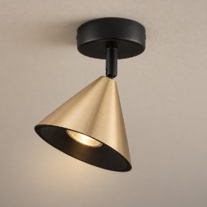 Faretto orientabile moderno da soffitto cono oro ossidato e nero