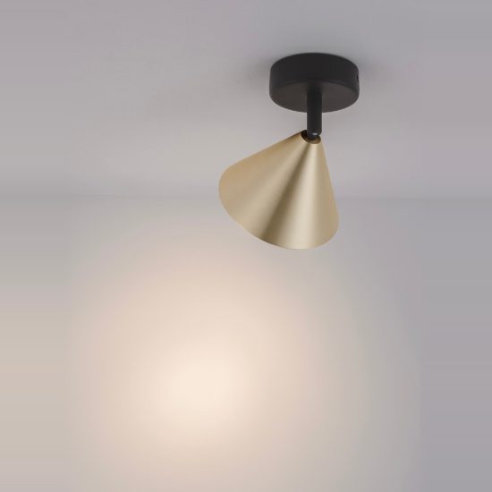 Faretto orientabile moderno da soffitto cono oro ossidato e nero