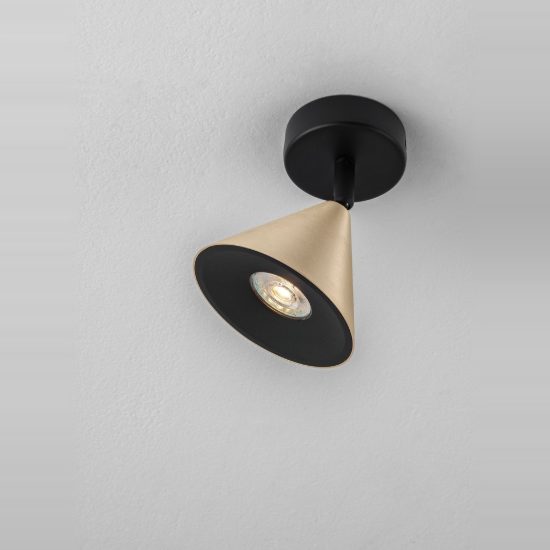 Faretto orientabile moderno da soffitto cono oro ossidato e nero