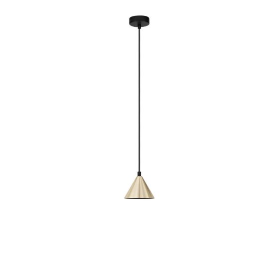 Lampada per cucina moderna a sospensione forma cono oro ossidato e nero