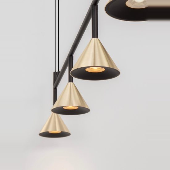 Lampadario 4 luci per cucina moderno a sospensione oro ossidato e nero