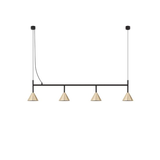 Lampadario 4 luci per cucina moderno a sospensione oro ossidato e nero
