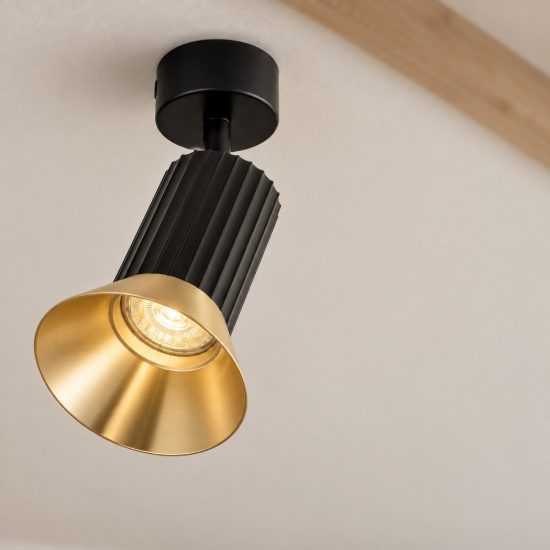 Faretto orientabile moderno da soffitto oro ossidato e nero