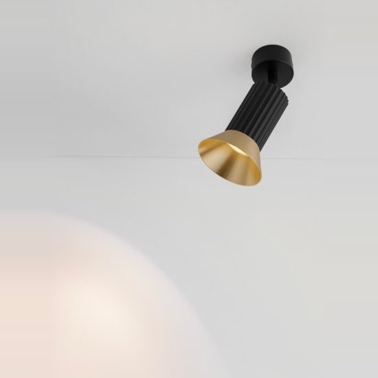 Faretto orientabile moderno da soffitto oro ossidato e nero