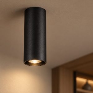 Faretto da soffitto moderno cilindro nero sabbiato gu4