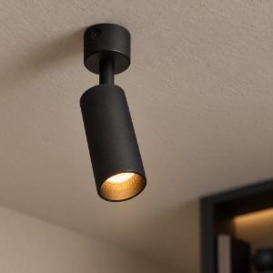Faretto moderno cilindro nero da soffitto orientabile