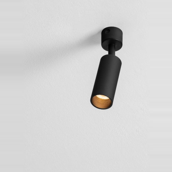 Faretto moderno cilindro nero da soffitto orientabile