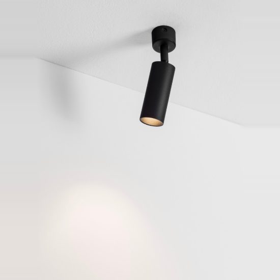 Faretto moderno cilindro nero da soffitto orientabile