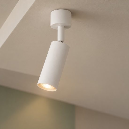 Faretto da soffitto orientabile per cucina moderno cilindro bianco 4x17cm