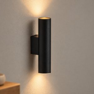 Applique moderna per soggiorno cilindro nera da parete