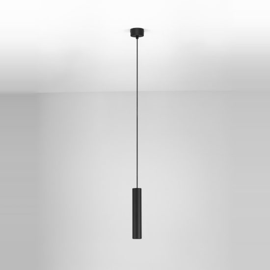 Lampada per cucina moderna cilindro nero a sospensione h200cm