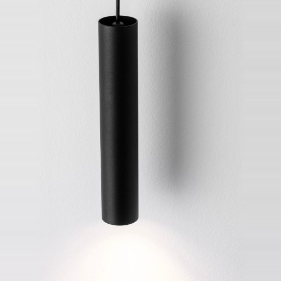 Lampada per cucina moderna cilindro nero a sospensione h200cm