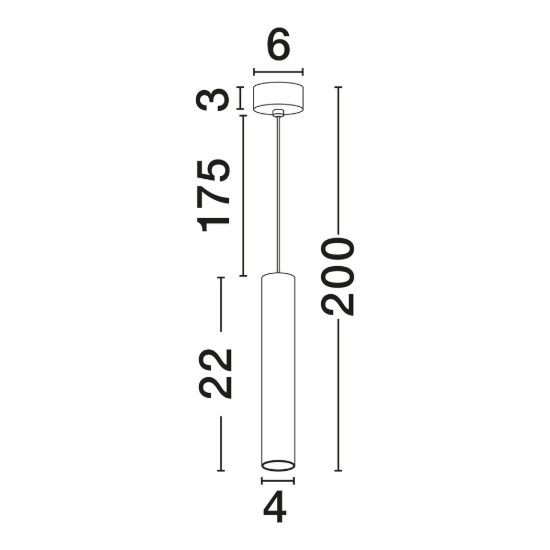 Lampada per cucina moderna cilindro nero a sospensione h200cm