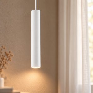 Lampada a sospensione per cucina moderna cilindro bianco h200cm