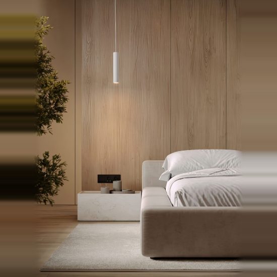 Lampada a sospensione per cucina moderna cilindro bianco h200cm
