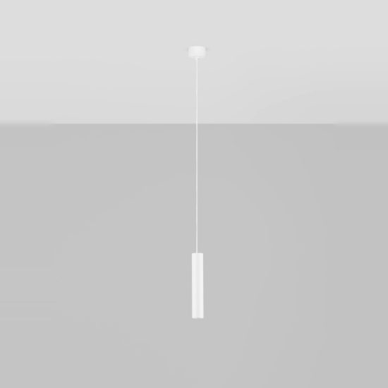 Lampada a sospensione per cucina moderna cilindro bianco h200cm