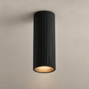 Faretto da soffitto per corridoio moderno cilindro nero sabbiato gu4