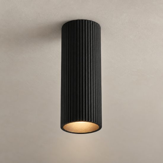 Faretto da soffitto per corridoio moderno cilindro nero sabbiato gu4