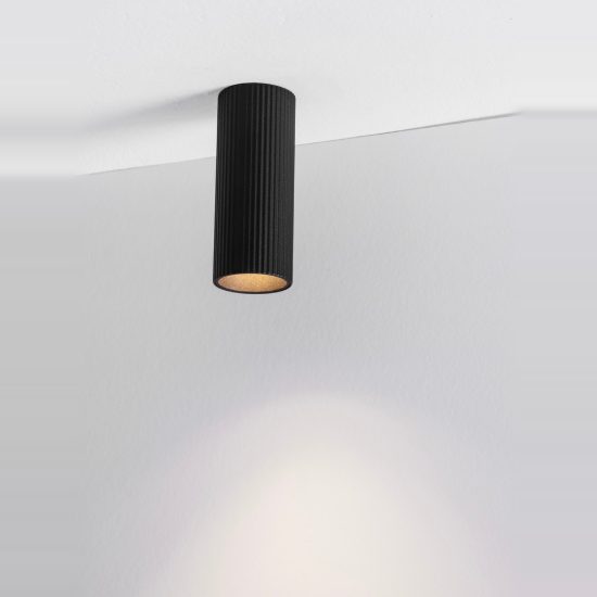 Faretto da soffitto per corridoio moderno cilindro nero sabbiato gu4