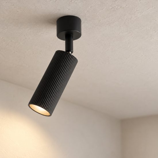 Faretto per cucina moderno cilindro nero da soffitto orientabile 4x17cm