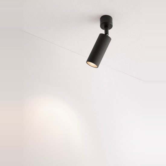Faretto per cucina moderno cilindro nero da soffitto orientabile 4x17cm