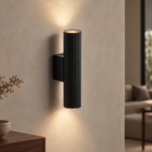 Applique moderna per soggiorno cilindro nera da parete