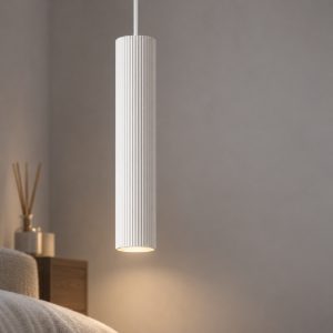 Lampada a sospensione per cucina moderna cilindro bianco