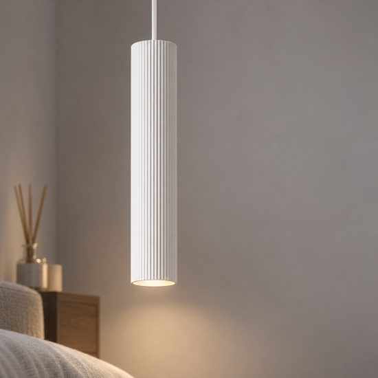 Lampada a sospensione per cucina moderna cilindro bianco