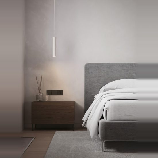 Lampada a sospensione per cucina moderna cilindro bianco