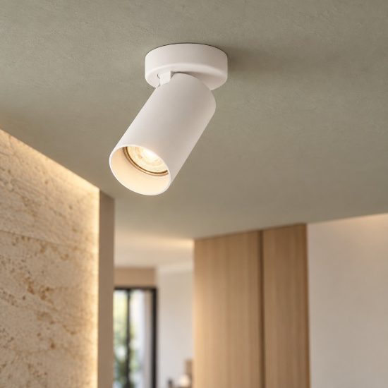 Faretto da soffitto orientabile per cucina moderno cilindro bianco 7x13cm