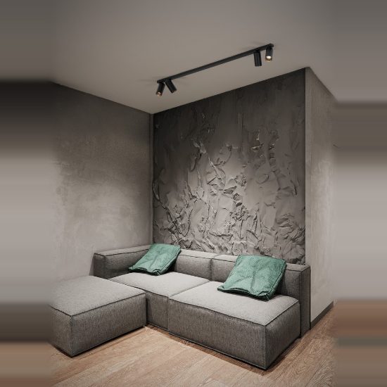 Plafoniera con faretti lineare a barra moderna cilindro nero 120cm
