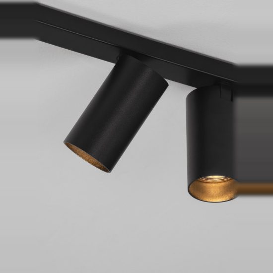 Plafoniera con faretti lineare a barra moderna cilindro nero 120cm