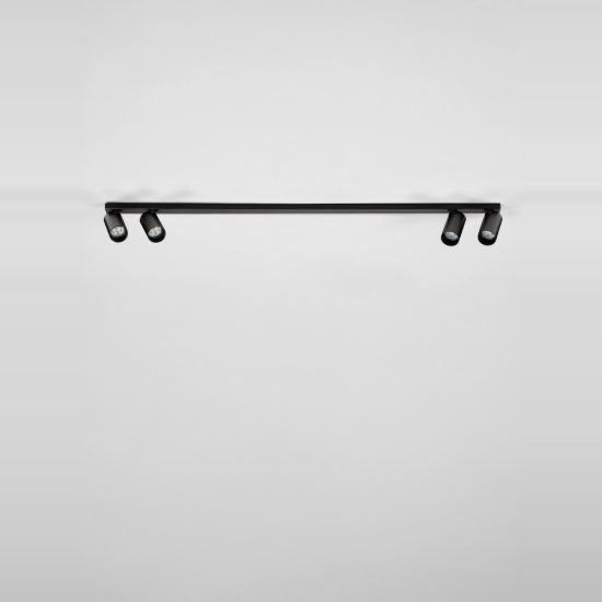 Plafoniera con faretti lineare a barra moderna cilindro nero 120cm