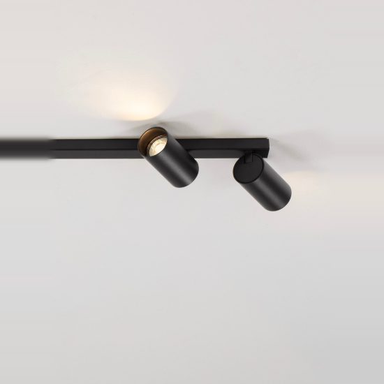 Plafoniera con faretti lineare a barra moderna cilindro nero 120cm