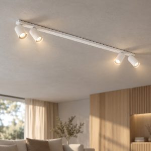 Plafoniera con faretti 120cm moderna cilindrica bianca