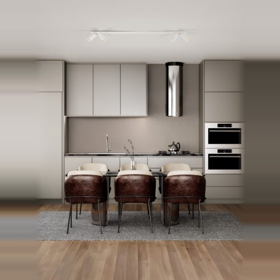 Plafoniera con faretti 120cm moderna cilindrica bianca