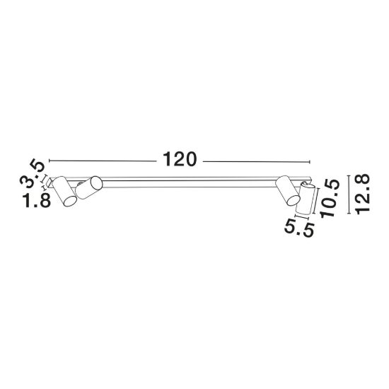 Plafoniera con faretti 120cm moderna cilindrica bianca