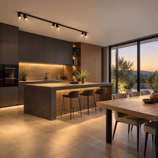 Plafoniera con faretti moderna cilindrica nera 200cm