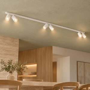Plafoniera con faretti orientabili 200cm moderna cilindrica bianca