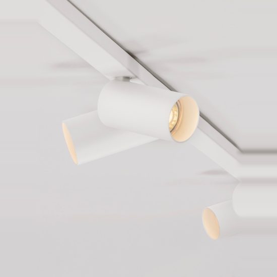 Plafoniera con faretti orientabili 200cm moderna cilindrica bianca
